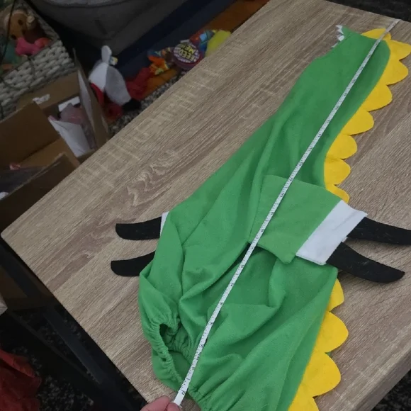 Porch Goose Green Dinosaur Costume with Yellow Spikes - Picture 3 of 4